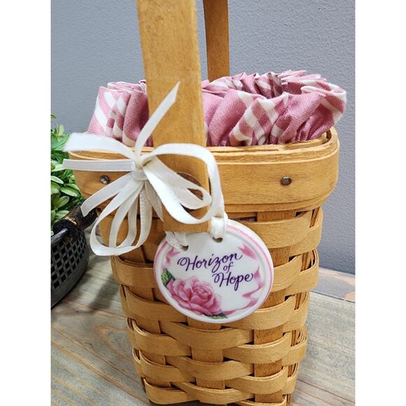 Longaberger Horizon of Hope Single Handle Basket, Liner Protector & Tie-On 1998 - Picture 2 of 8